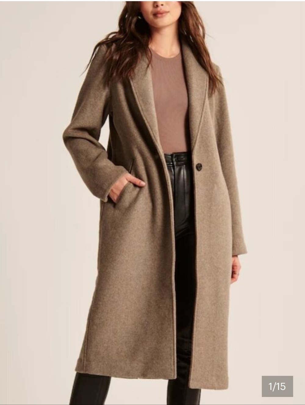 Abercrombie XXSP Long Taupe Brown Wool-Blend Blanket Coat